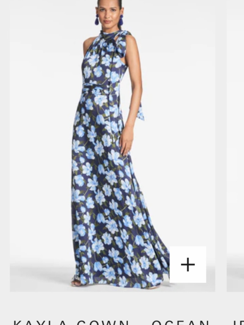 Sachin + Babi Ocean and Cream Floral Halter Maxi Dress